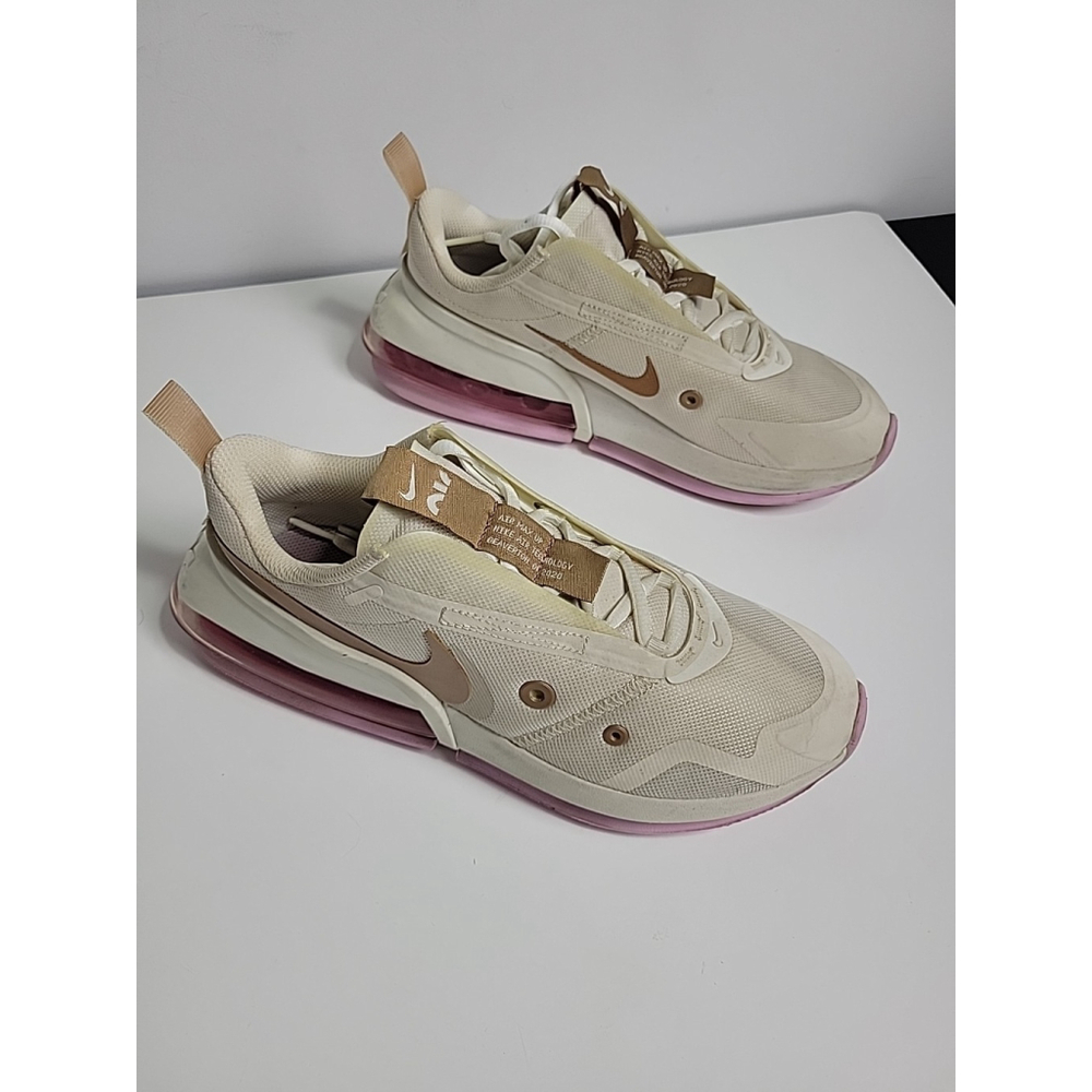Nike Women's Cream and Pink Athletic Sneakers with Brown Swoosh - Picture 5 of 9